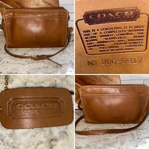 Vintage COACH Swagger British Tan Leather New York City Crossbody Shoulder Bag